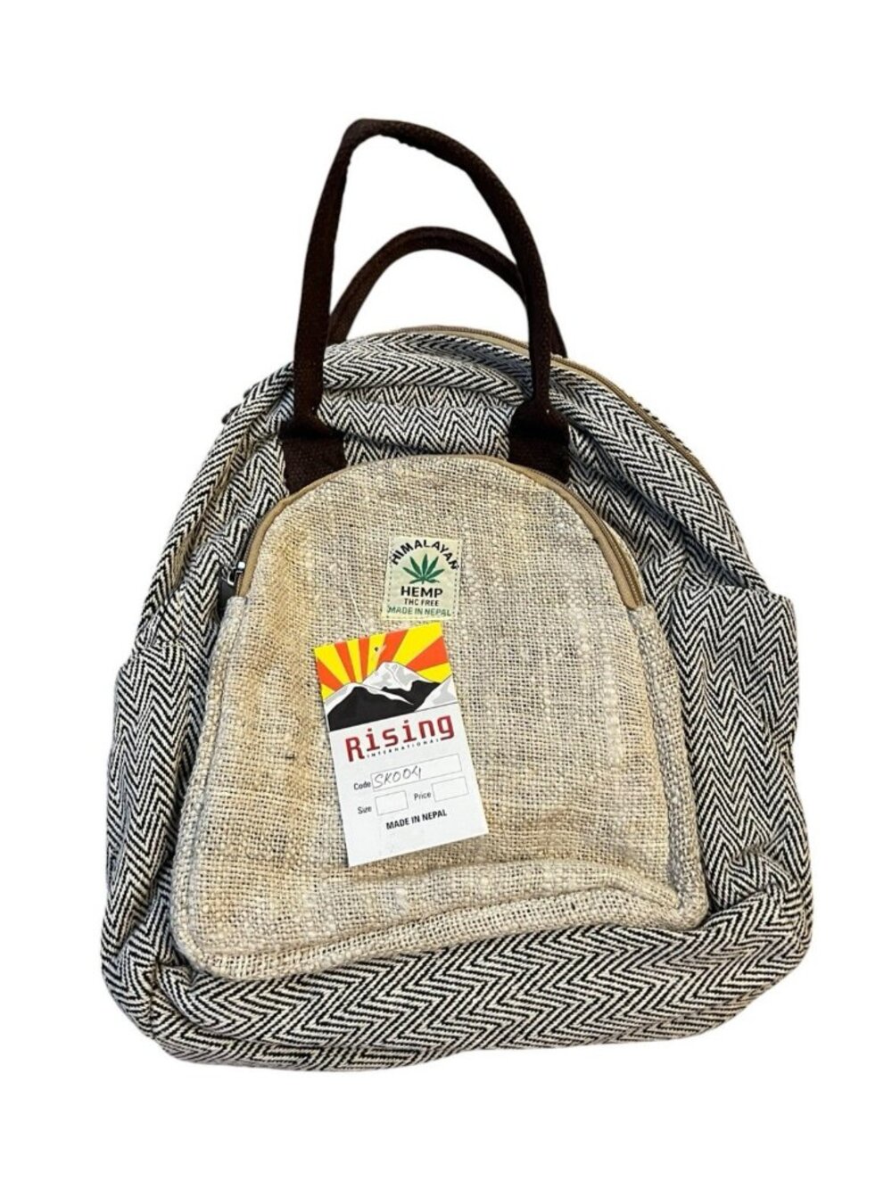 Small Pure Hemp Backpack Shoulder Strap Bag Natural Convertible Nepal NWT